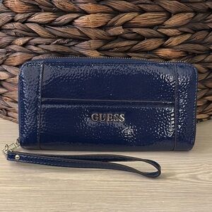 GUESS Navy Blue Patent Leather Wallet